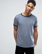 Esprit Crew Neck Slubby Ringer T-shirt - Navy