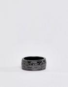 Aetherston Engraved Band Ring In Gunmetal - Silver