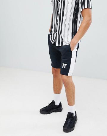 11 Degrees Shorts In Black With Side Stripe - Black