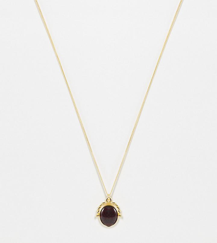 Serge Denimes Sterling Silver Red Stone Pendant In Gold Exclusive To Asos