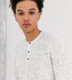 Asos Design Tall Knitted Grandad Neck Sweater In Waffle Knit Texture-beige