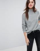 Jdy High Neck Knitted Sweater - Gray