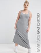 Asos Curve Easy Tank Maxi Dress - Gray Marl