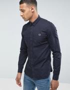 Fred Perry Polka Dot Long Sleeve Shirt In Navy - Navy
