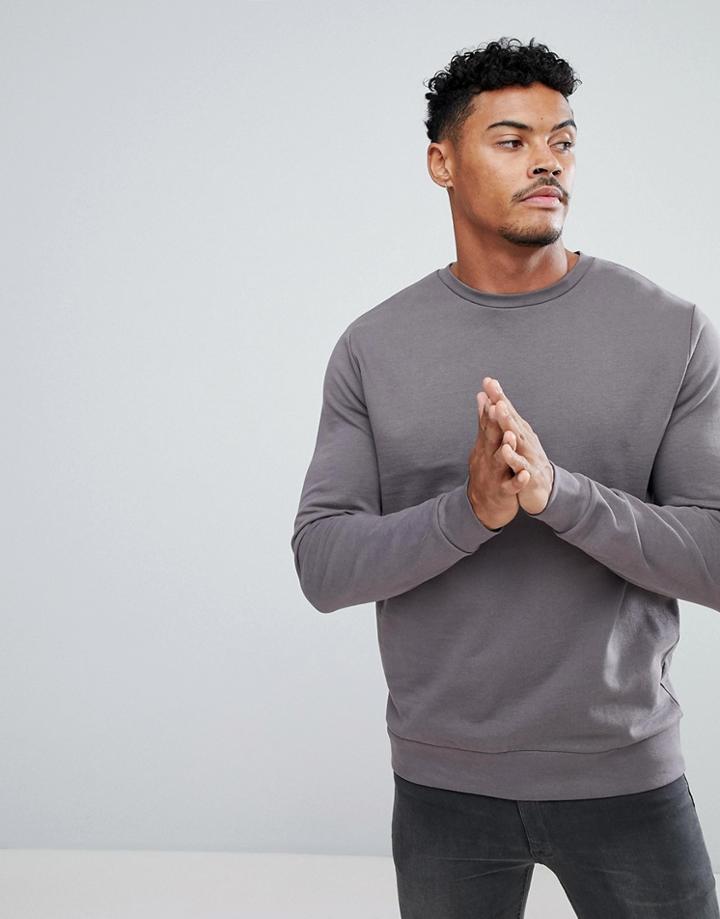 Asos Sweatshirt In Gray - Red