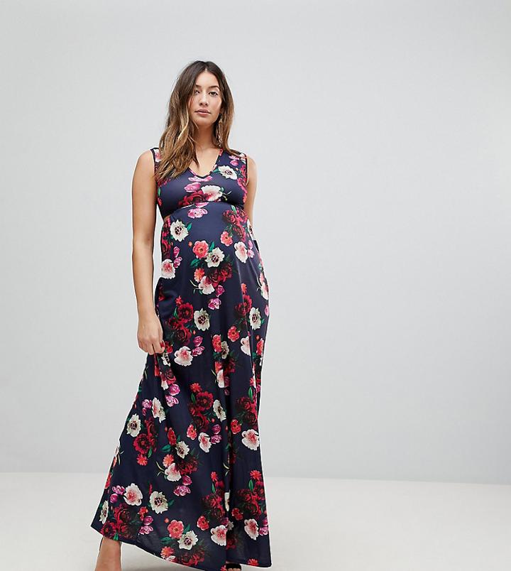 Bluebelle Maternity Maxi Dress With Plunge Neck And Cut Out Detail - Multi