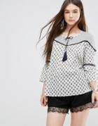 Only Boho Blouse With Tassels - White