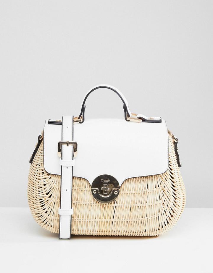 Dune Structured Cross Body Bag In Straw - White