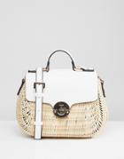 Dune Structured Cross Body Bag In Straw - White