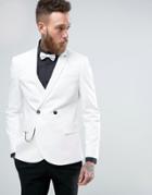 Noose & Monkey Double Breasted Superskinny Suit Jacket - White