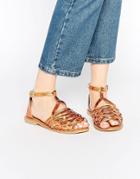 Asos Jailbird Leather Woven Shoes - Bronze