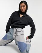 Noisy May Half Zip Jacket With Hood In Black