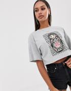 Hnr Ldn Doll Graphic Print Cropped T-shirt-gray