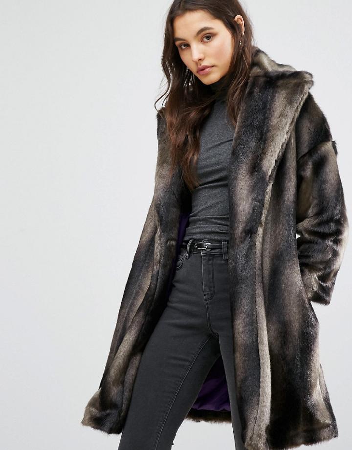 Helene Berman Limited Edition Cara Faux Fur Coat - Gray
