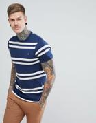 Farah Hewitt Stripe T-shirt In Navy - Navy