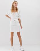 Pieces Denim Mini Skirt In White - White