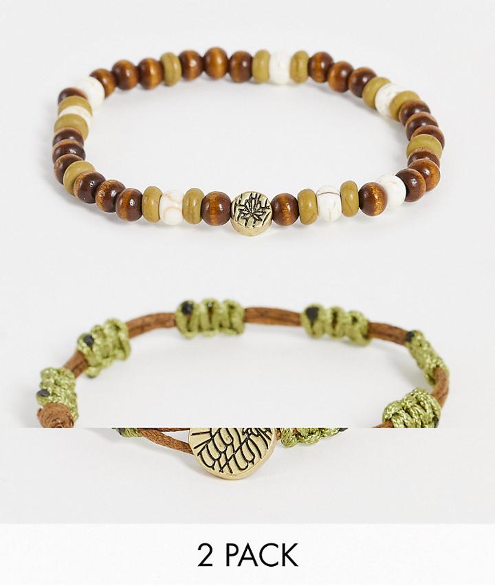 Classics 77 Cord And Beaded 2 Pack Bracelet Set In Brown
