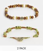Classics 77 Cord And Beaded 2 Pack Bracelet Set In Brown