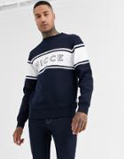 Nicce Sweatshirt With Contrast Logo Panel In Navy