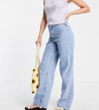 Asos Design Tall High Rise Relaxed Dad Jeans In Light Wash-blues