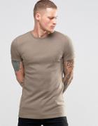 Asos Extreme Muscle T-shirt With Crew Neck In Rib In Brown Marl - Coco Brown Marl