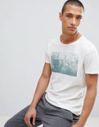 Selected Homme T-shirt With Raw Hem And Washed Graphic - White