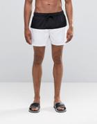 Asos Swim Shorts With Monochrome Panel In Short Length - Black