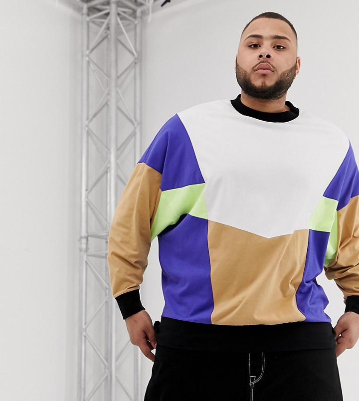 Collusion Plus Color Blocked T-shirt With Neon-multi