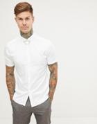 Asos Design Skinny Penny Collar Shirt With Chain Collar Detail - White
