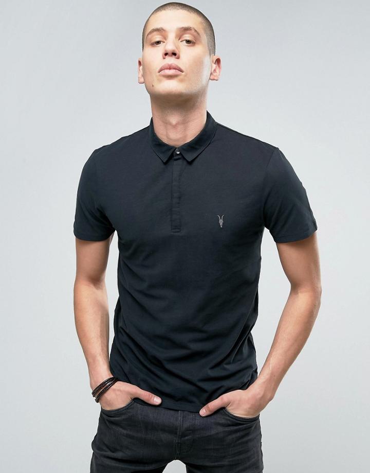 Allsaints Polo Shirt With Branding - Black