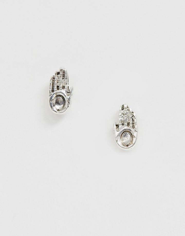 Icon Brand Hand Earrings In Silver
