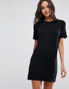 Asos Mini T-shirt Dress With Button Detail - Black