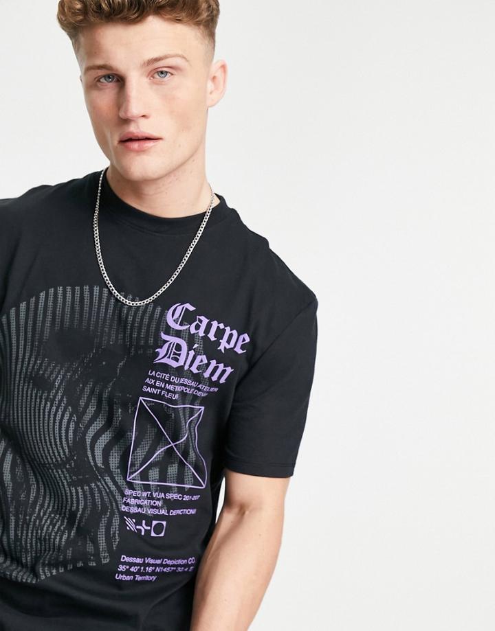 River Island Regular Fit T-shirt In Black With Skull Print