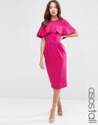 Asos Tall Wiggle Dress With Frill Sleeve Detail - Berry