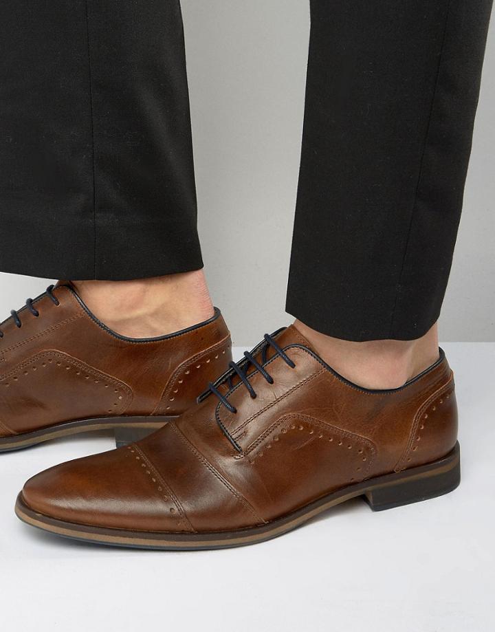 Dune Boycy Leather Derby Brogue Shoes - Tan