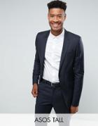 Asos Tall Slim Suit Jacket In 100% Wool - Navy