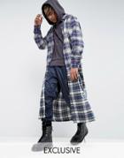 Reclaimed Vintage Inspired Oversized Shirt In Checked Flannel With Extended Panels - Navy