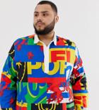 Asos Design Plus Overhead Regular Fit Shirt With 90s Style Print - Red
