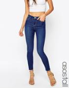 Asos Tall Ridley High Waist Skinny Jeans In Astral Deep Blue - Astral Blue