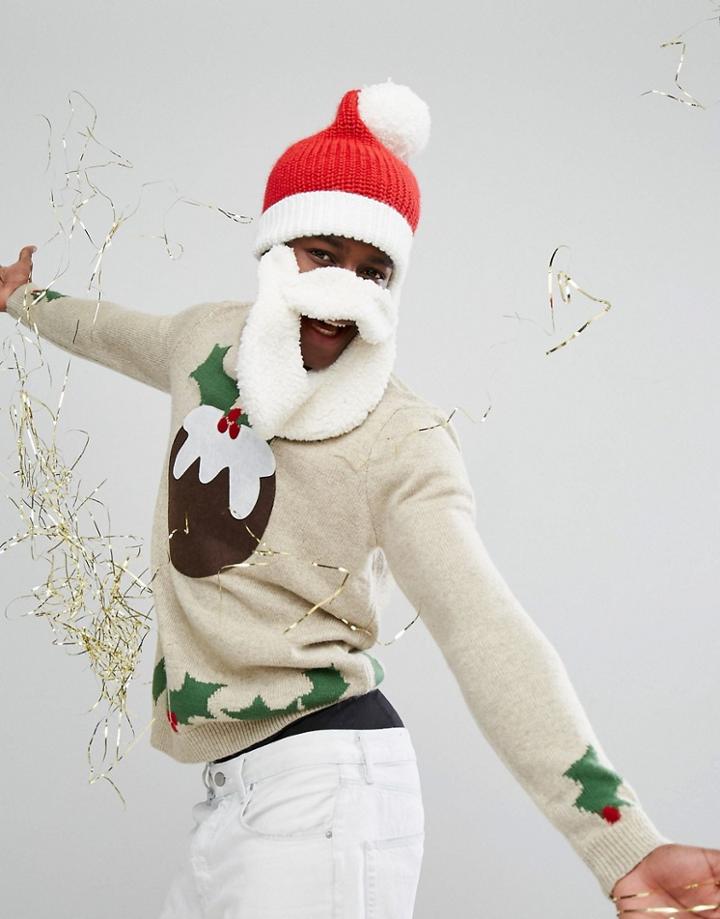 Asos Holidays Sweater With Festive Pudding Design - Gray