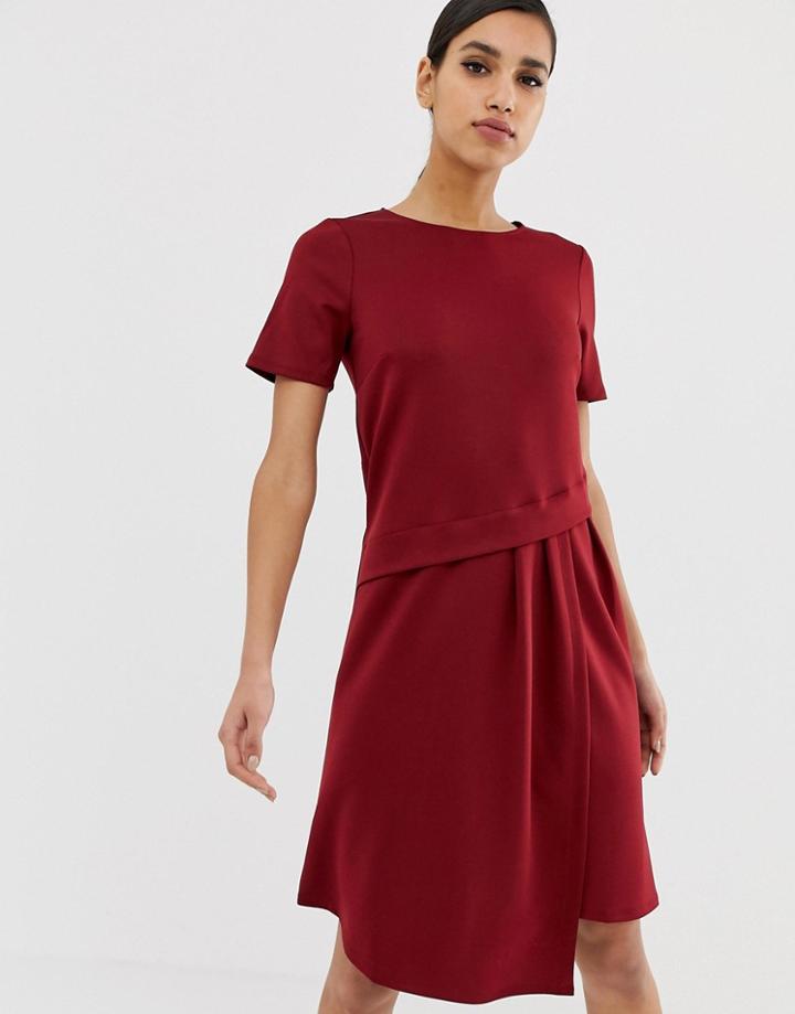 Asos Design Oversized Drape Midi T-shirt Dress-red