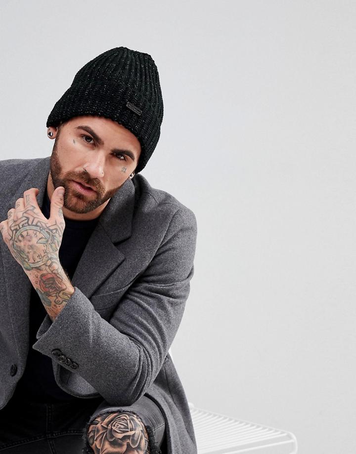 Ben Sherman Beanie Hat With Reflective Marl - Gray