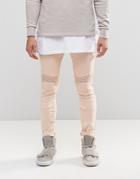 Asos Super Skinny Jeans With Biker Details In Pink - Rose Smoke