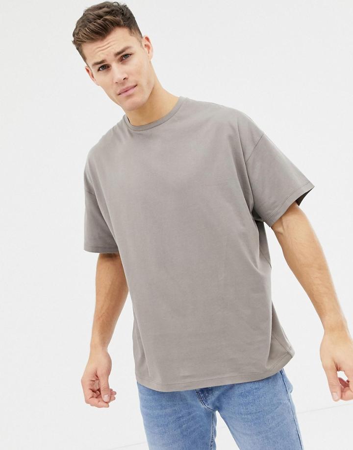 Asos Design Oversized T-shirt With Crew Neck In Beige - Beige