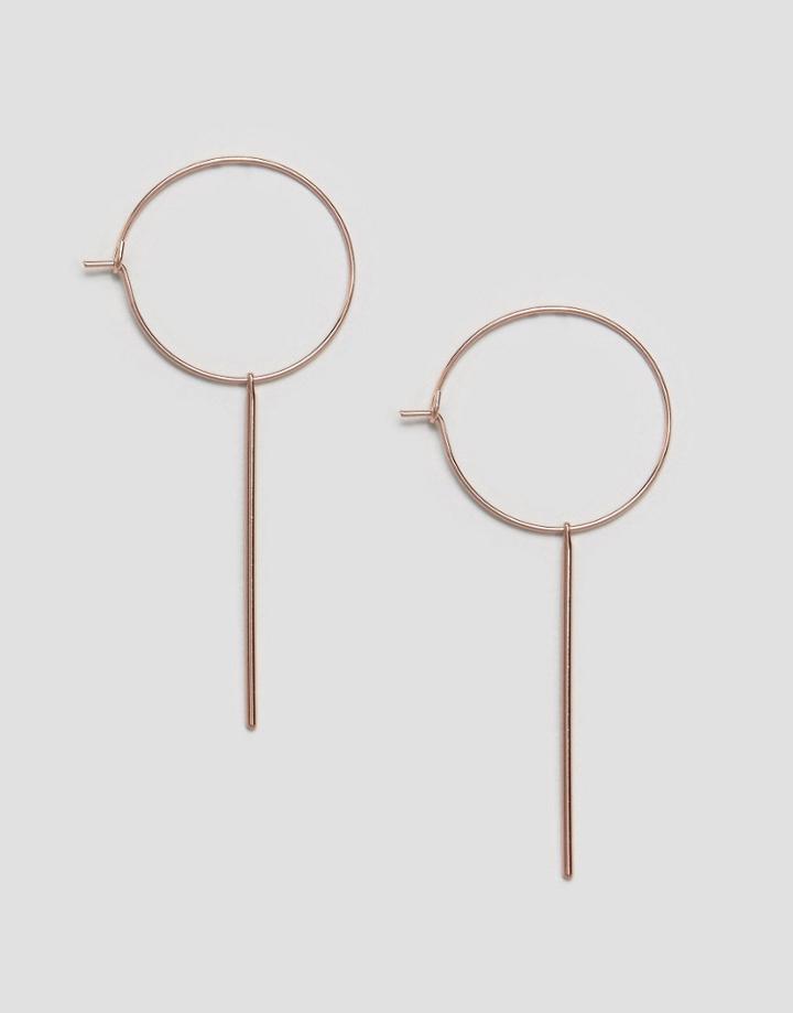 Orelia Long Bar Drop Medium Hoop Earrings - Gold