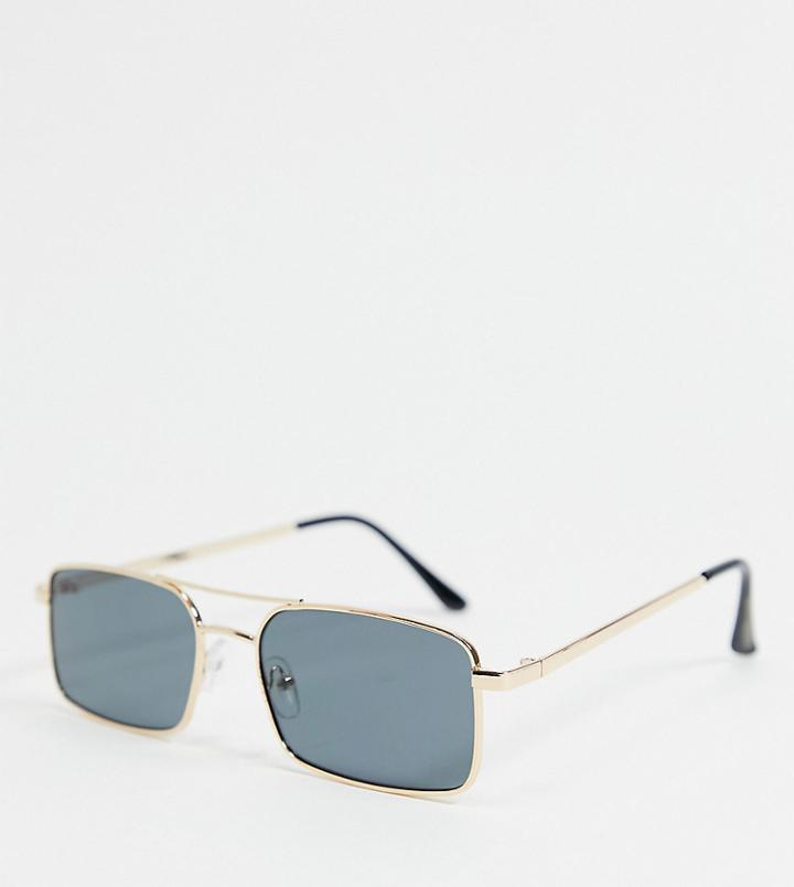 South Beach Rectangular Sunglasses With Gold Frames