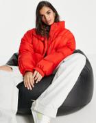 Asos Design Oversized Puffer Jacket In Red - Mblue-blues