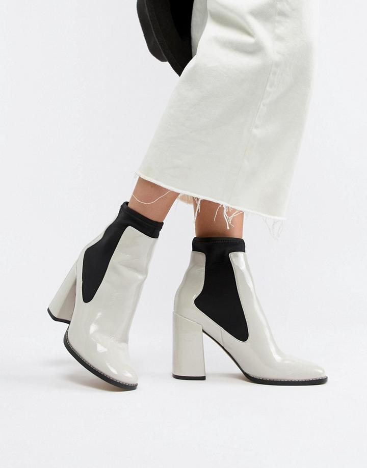Asos Design East Side Patent Ankle Boots - Cream