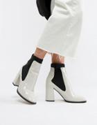 Asos Design East Side Patent Ankle Boots - Cream