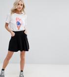 Asos Petite Mini Skater Skirt With Pockets - Black